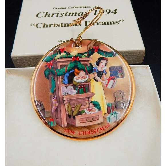 Disney Ornament Christmas Dreams 1994 Snow White Dwarfs Disc Grolier Coll - Picture 1 of 4